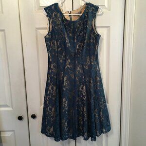 Danny & Nicole Teal Lace Cocktail Dress